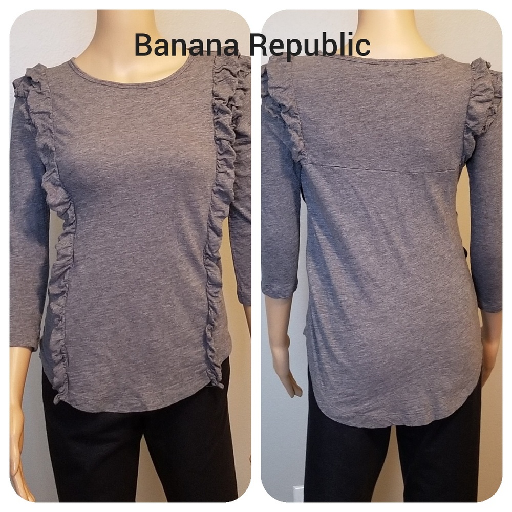 Banana Republic Gray Ruffle Shirt-Size XS